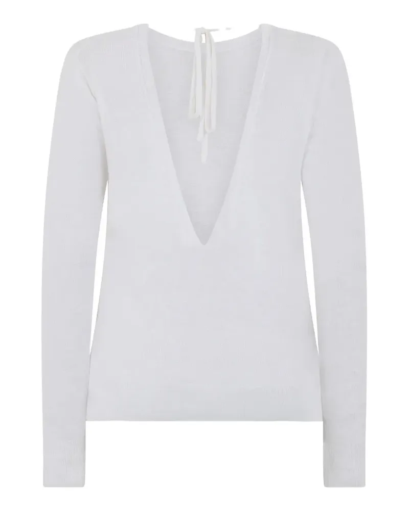 120% Lino tie-detail top - Weiß Weiß