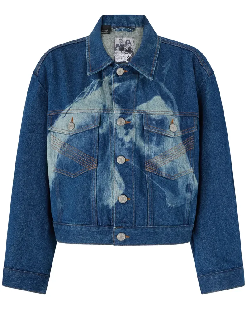 Pinko Jeansjacke mit Pferde-Print - Blau Blau