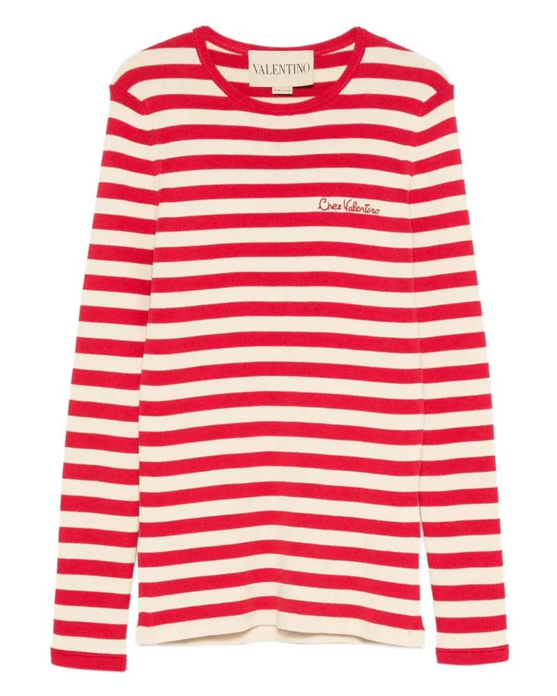 Valentino Garavani Gestreiftes Langarmshirt - Rot Rot