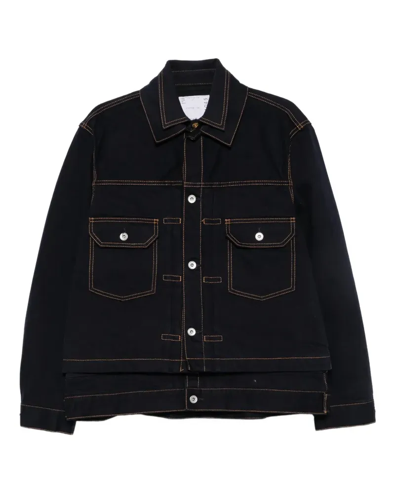 Sacai Jeansjacke mit Kapuze im Layering-Look - Blau Blau