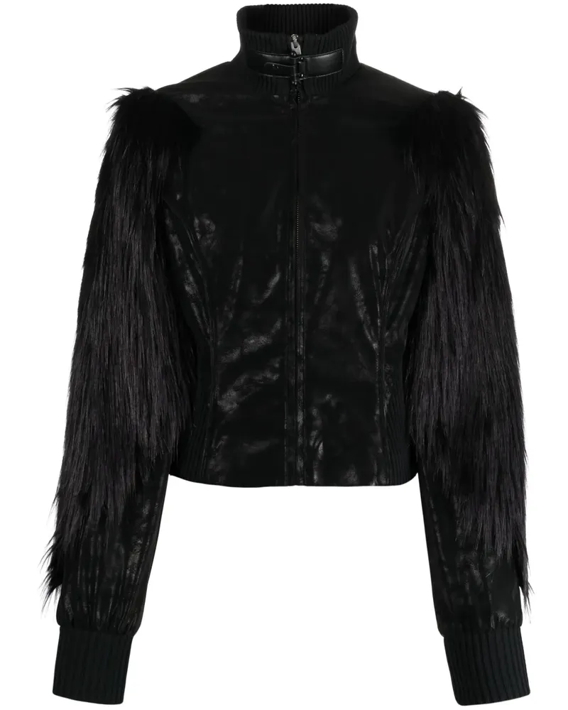 MISBHV Bikerjacke aus Faux Fur - Schwarz Schwarz