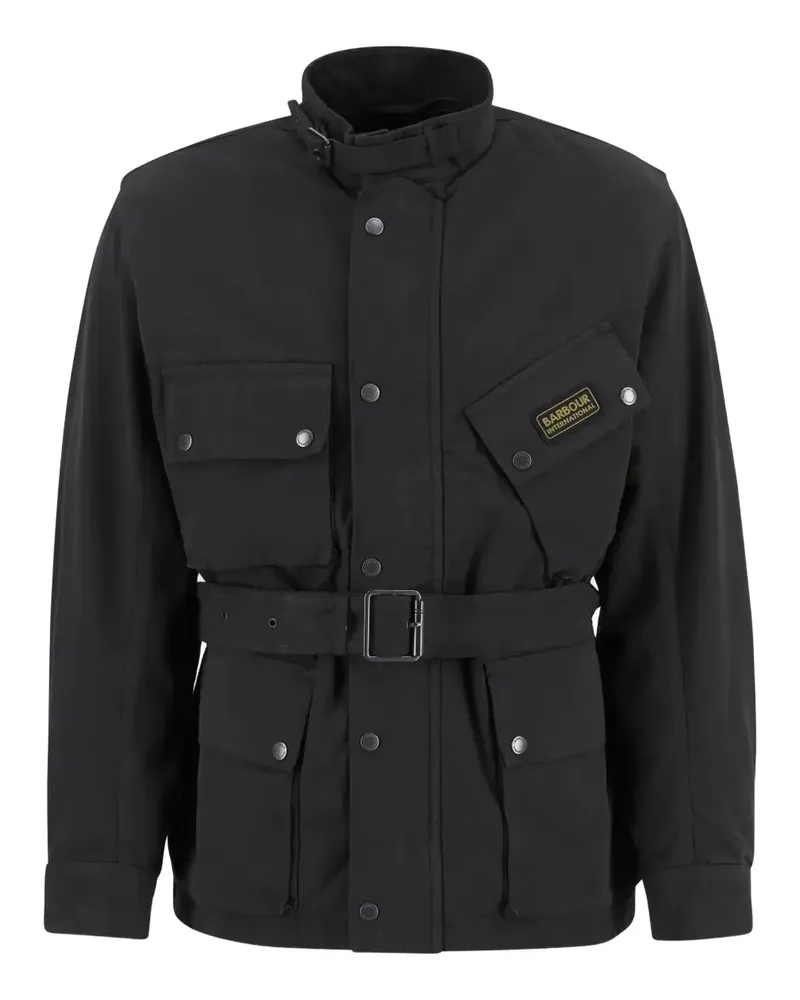Barbour A7 Jacke mit Gürtel - Schwarz Schwarz