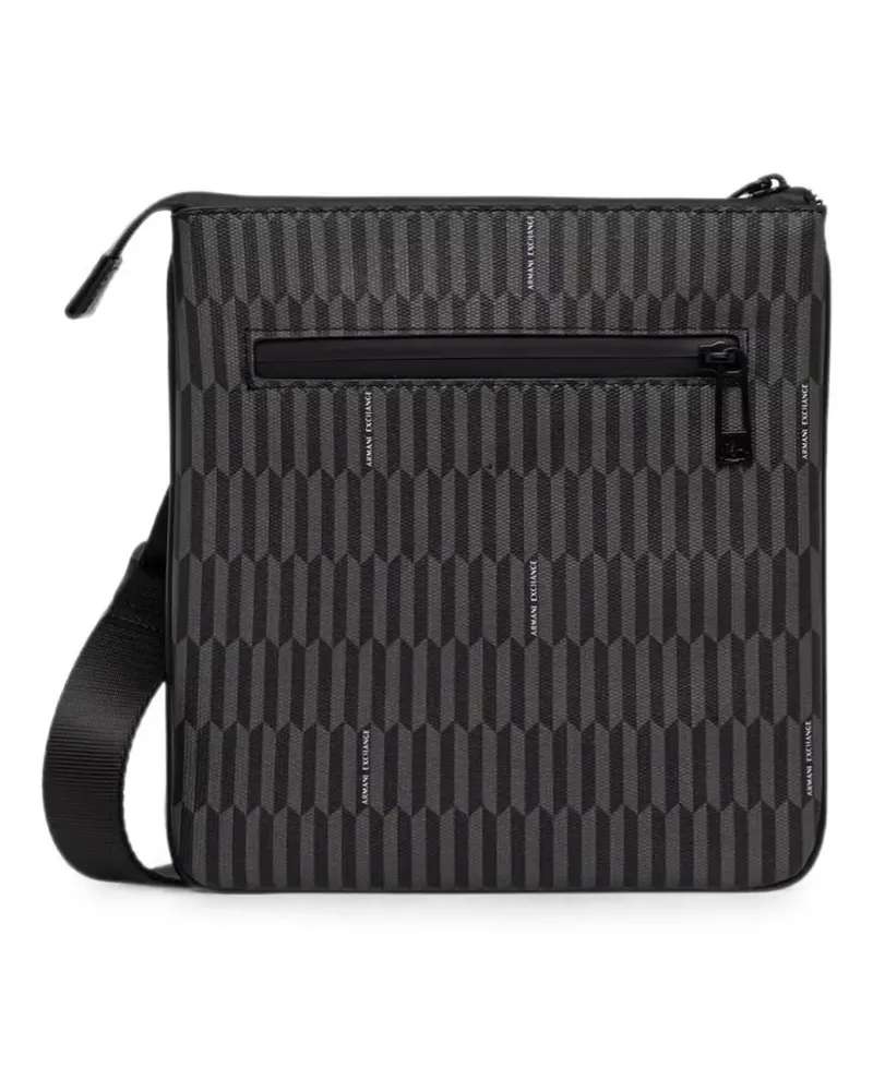 Armani Exchange geometric-print logo-pattern belt bag - Schwarz Schwarz