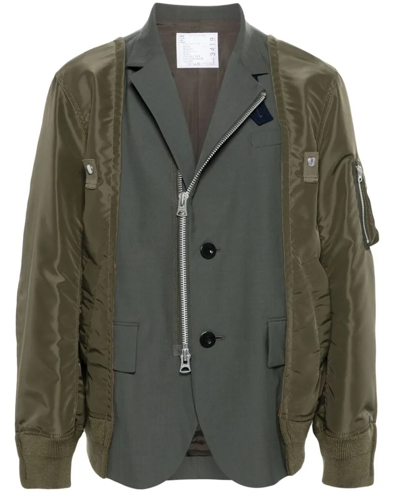 Sacai Jacke mit Einsätzen im Anzug-Style - Grün Grün