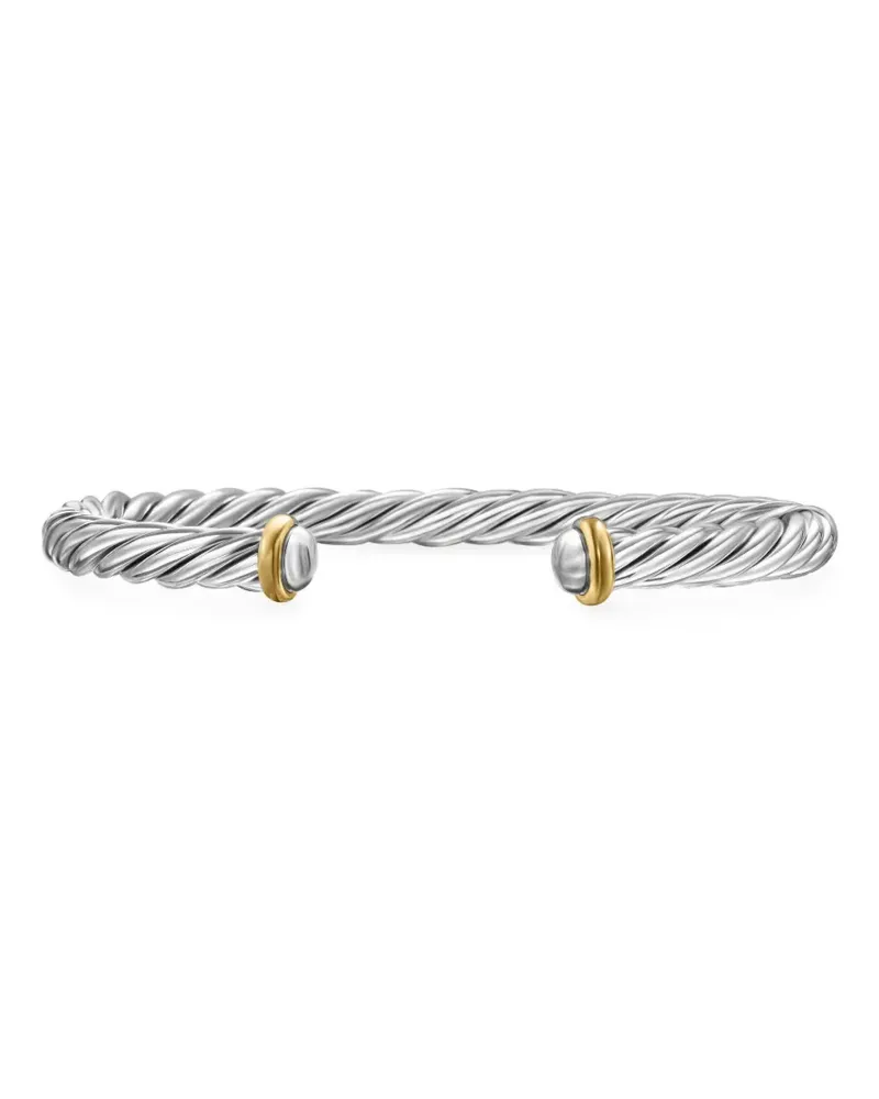 David Yurman Cable Armspange aus 14kt Gelbgold und Sterlingsilber 6mm Silber