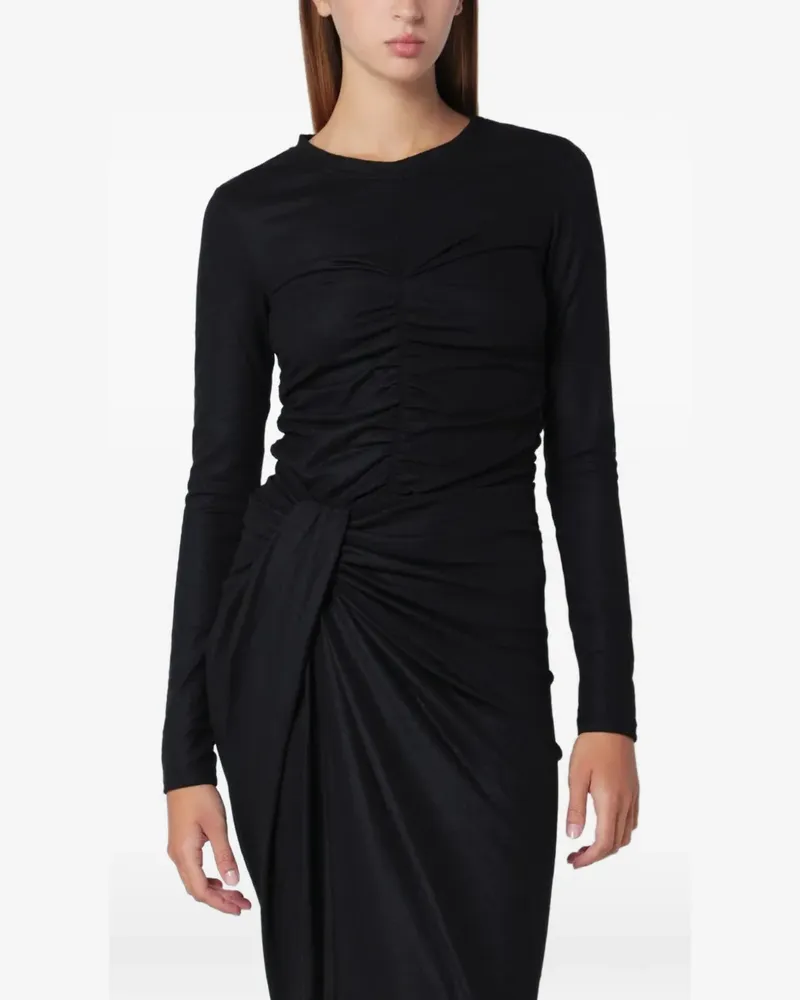 Isabel Marant Delesa gathered wool jersey top - Schwarz Schwarz