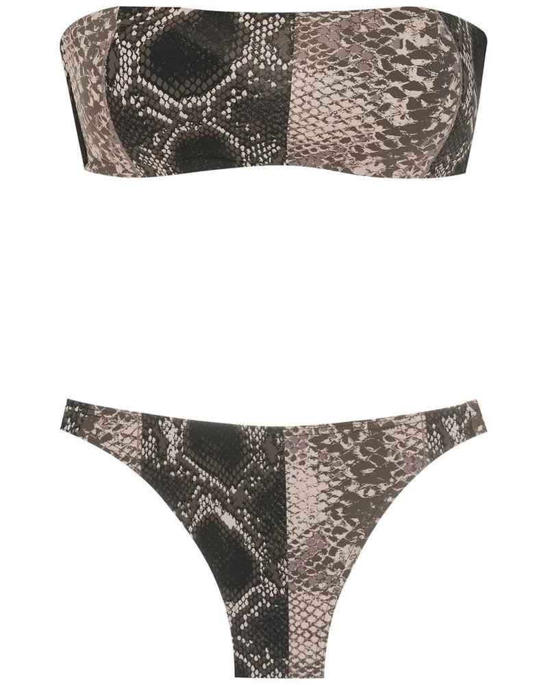 Amir Slama Bikini mit Schlangenleder-Print - Schwarz Schwarz