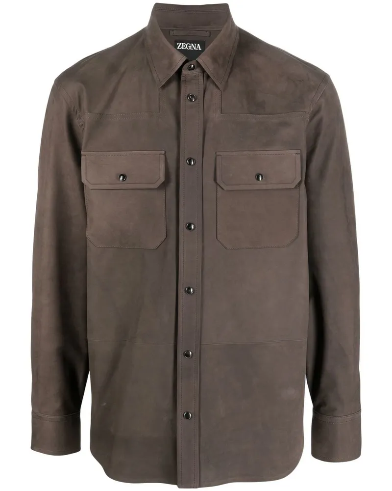 Ermenegildo Zegna Hemdjacke aus Wildleder - Braun Braun