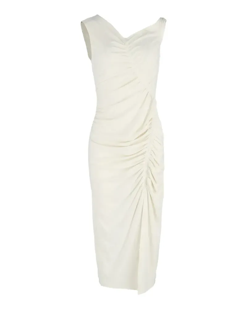 Self-Portrait asymmetric ruched midi dress - Weiß Weiß