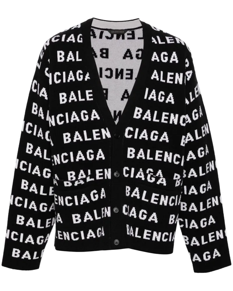 Balenciaga Intarsien-Cardigan mit V-Ausschnitt - Schwarz Schwarz