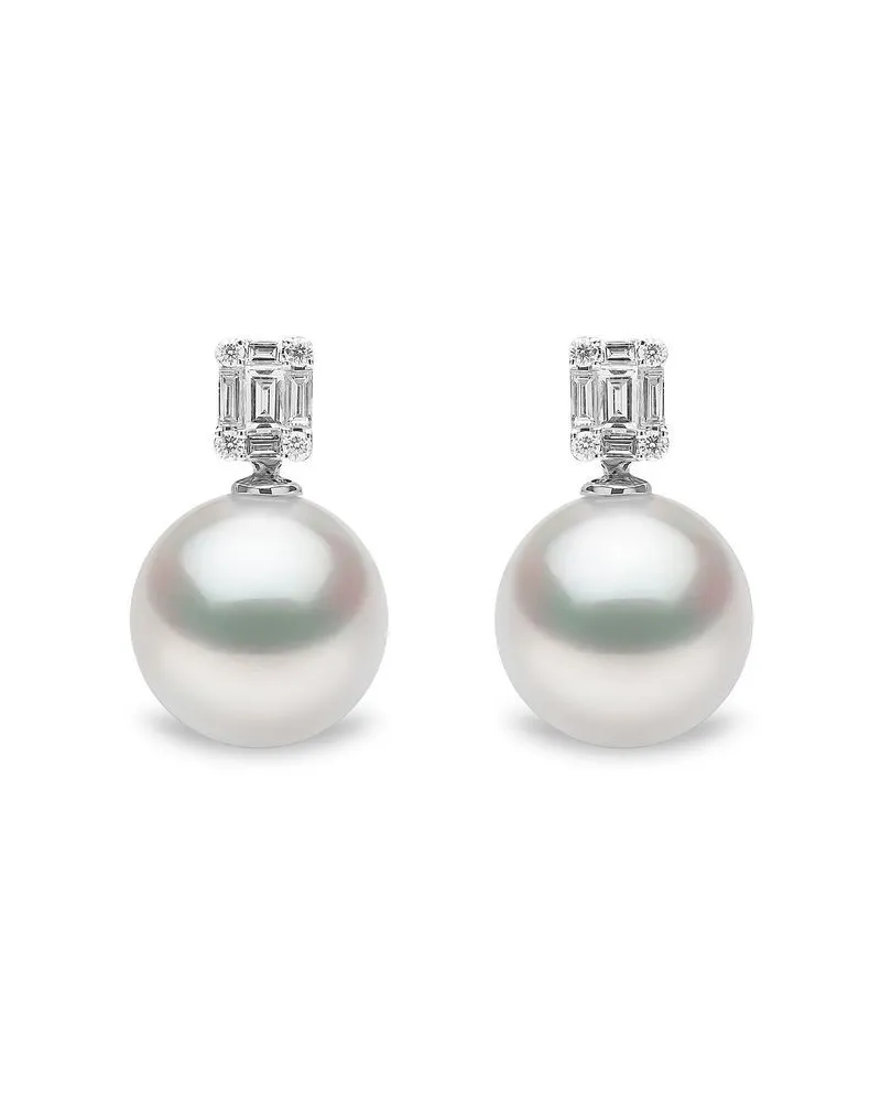 YOKO London 18kt Starlight Weißgoldohrringe mit Südseeperle und Diamanten - Silber Silber