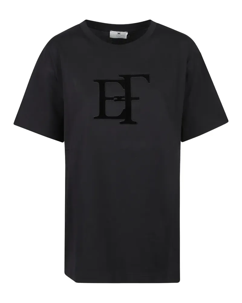 Elisabetta Franchi T-Shirt mit Logo - Schwarz Schwarz