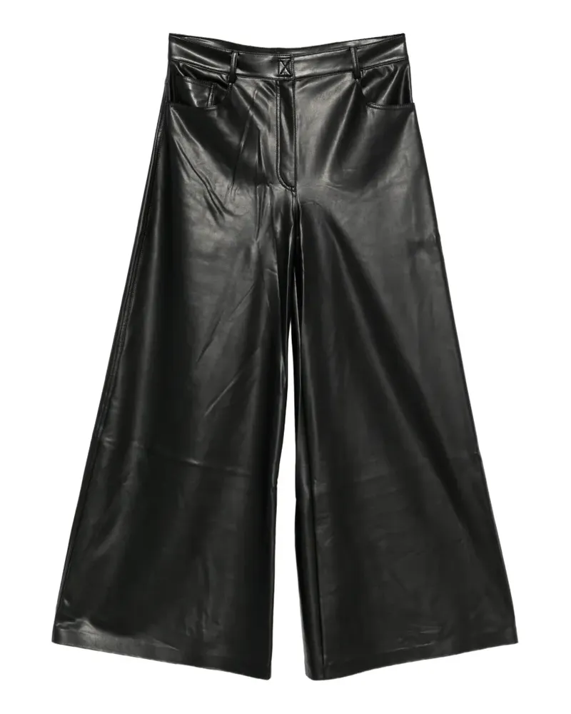 Norma Kamali Jeans im Oversized-Look aus Faux-Leder - Schwarz Schwarz