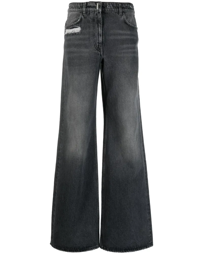 Givenchy Halbhohe Schlagjeans - Schwarz Schwarz