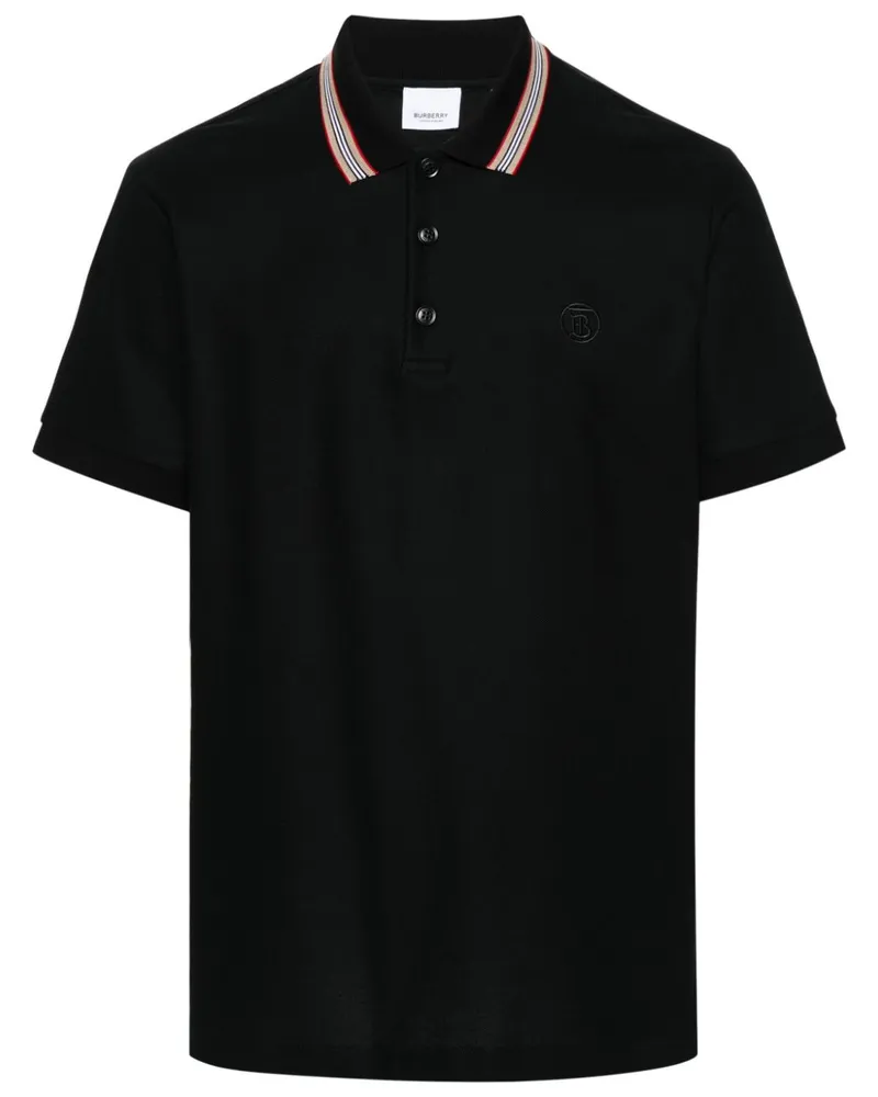 Burberry Poloshirt mit Icon-Streifen - Schwarz Schwarz