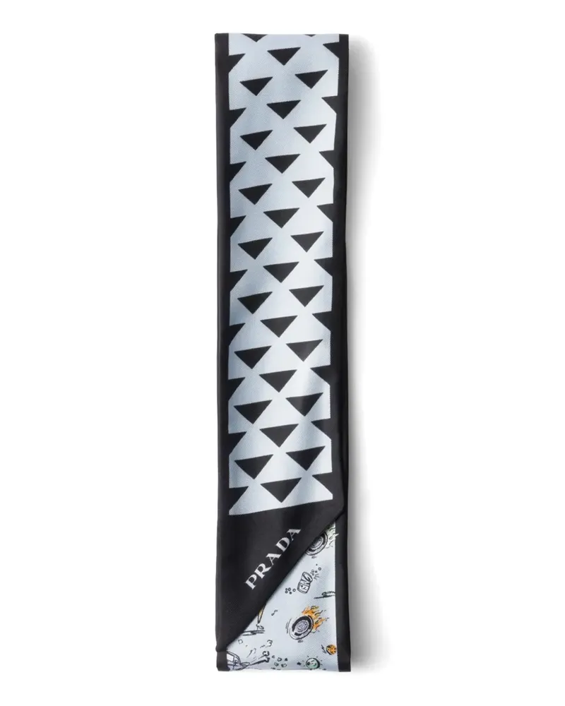 Prada Seidenschal mit Illustration-Print - Blau Blau