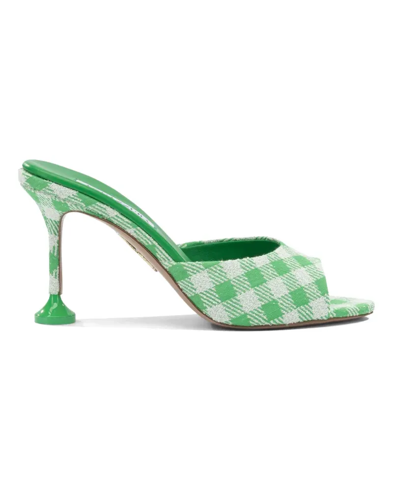 Aquazzura check-pattern open-toe mules - Grün Grün