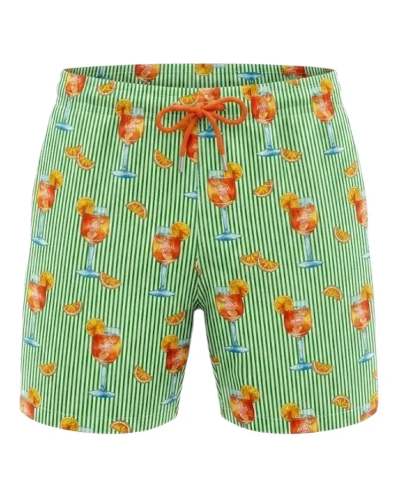 MC2 Saint Barth Gustavia cocktail-print striped swim shorts - Grün Grün