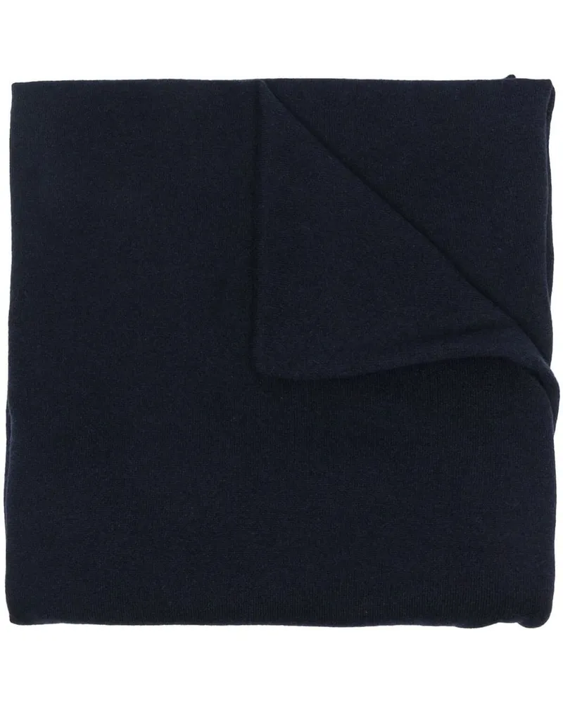 Jil Sander Kaschmirschal mit Logo-Patch - Blau Blau