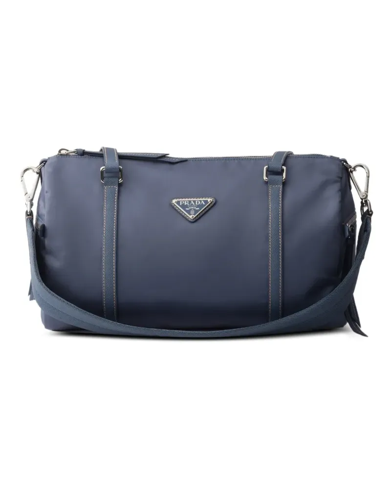 Prada large Re-Nylon and Saffiano-leather duffel bag - Blau Blau