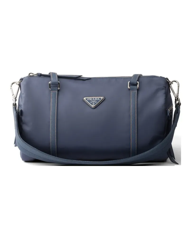 Prada large Re-Nylon and Saffiano-leather duffel bag - Blau Blau