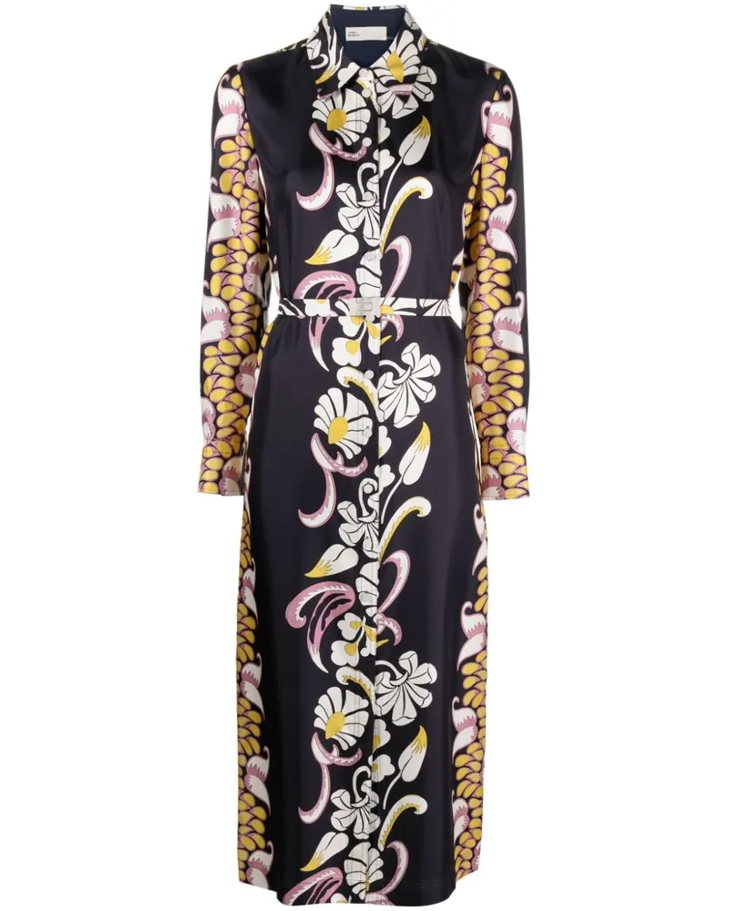 Tory Burch Hemdkleid aus Seide mit Blumen-Print - Schwarz Schwarz