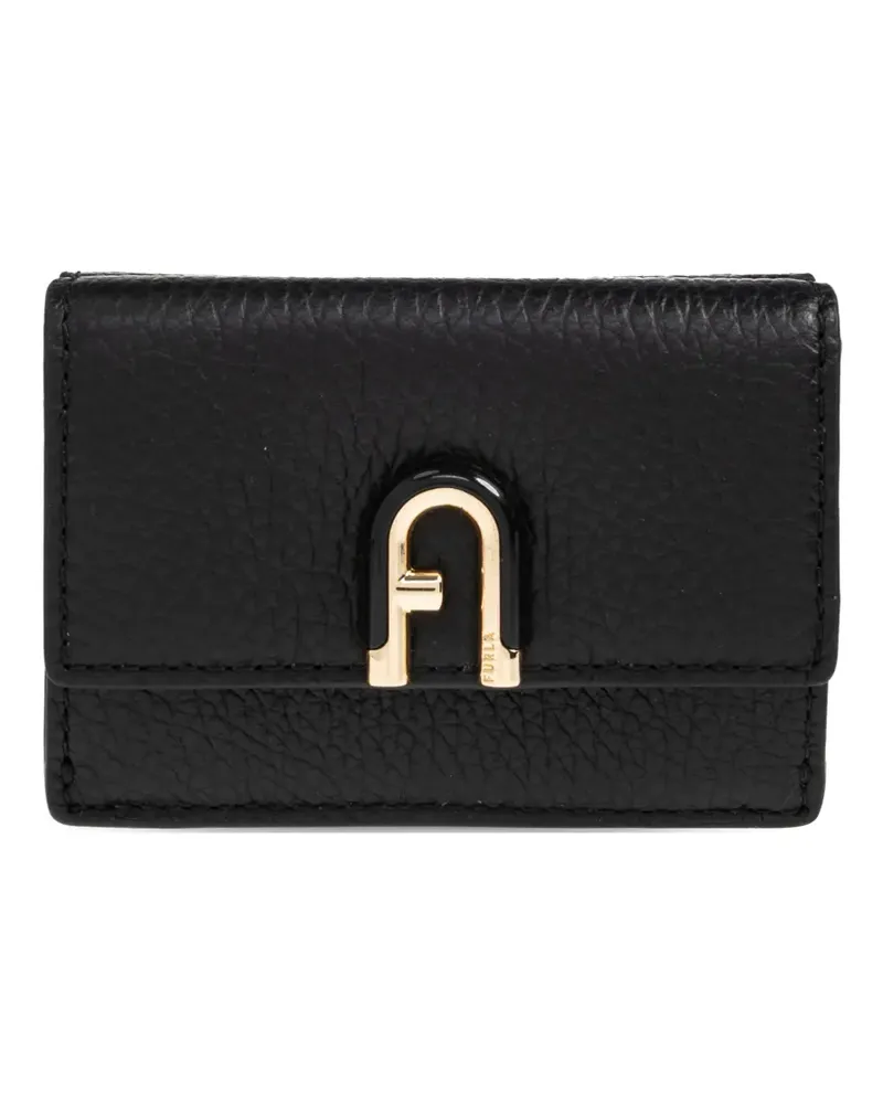 Furla Kleines Idea Portemonnaie mit Logo-Schild - Schwarz Schwarz