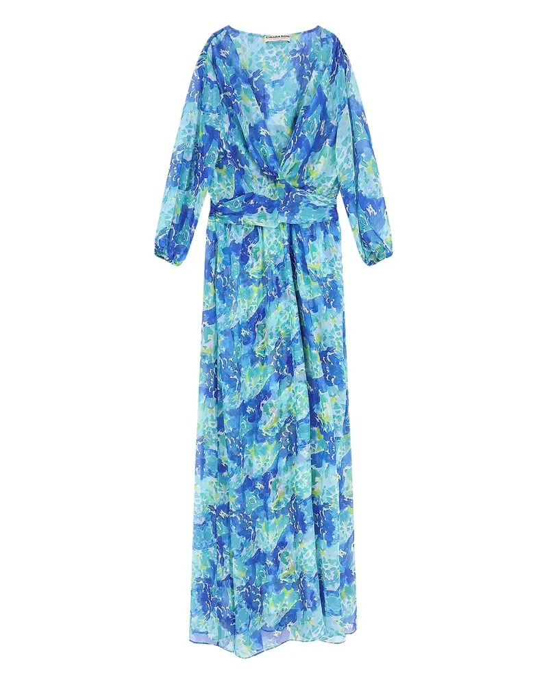 Chiara Boni long-sleeves V-neck maxi dress - Blau Blau