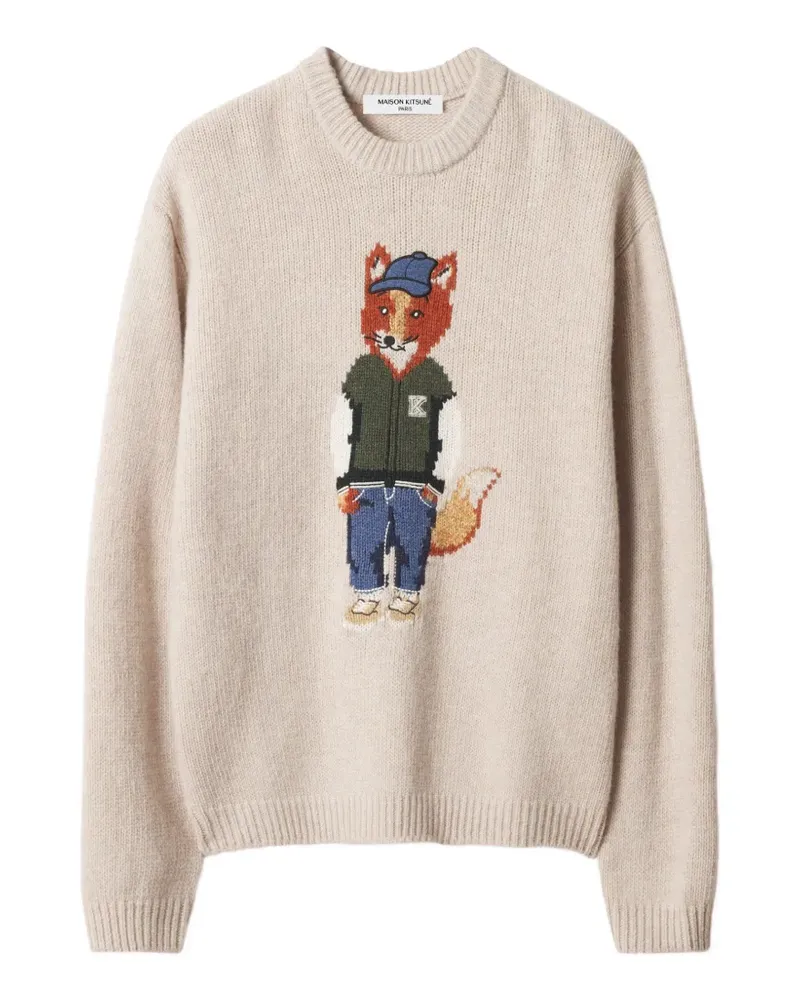Kitsuné Pullover mit Fuchs-Intarsie - Nude Nude