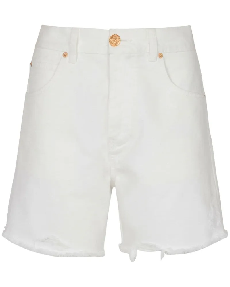 Balmain Ausgefranste Jeans-Shorts Weiß