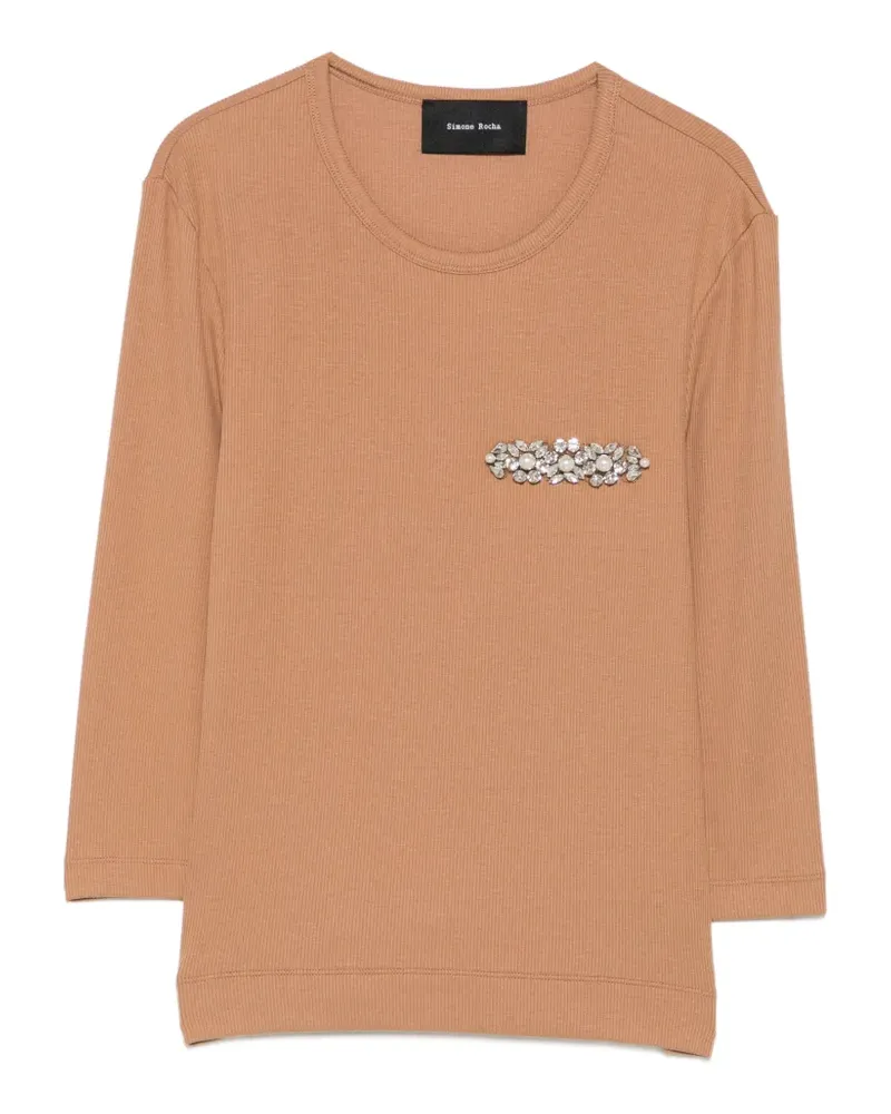 Simone Rocha embellished-detail long-sleeve T-shirt - Braun Braun