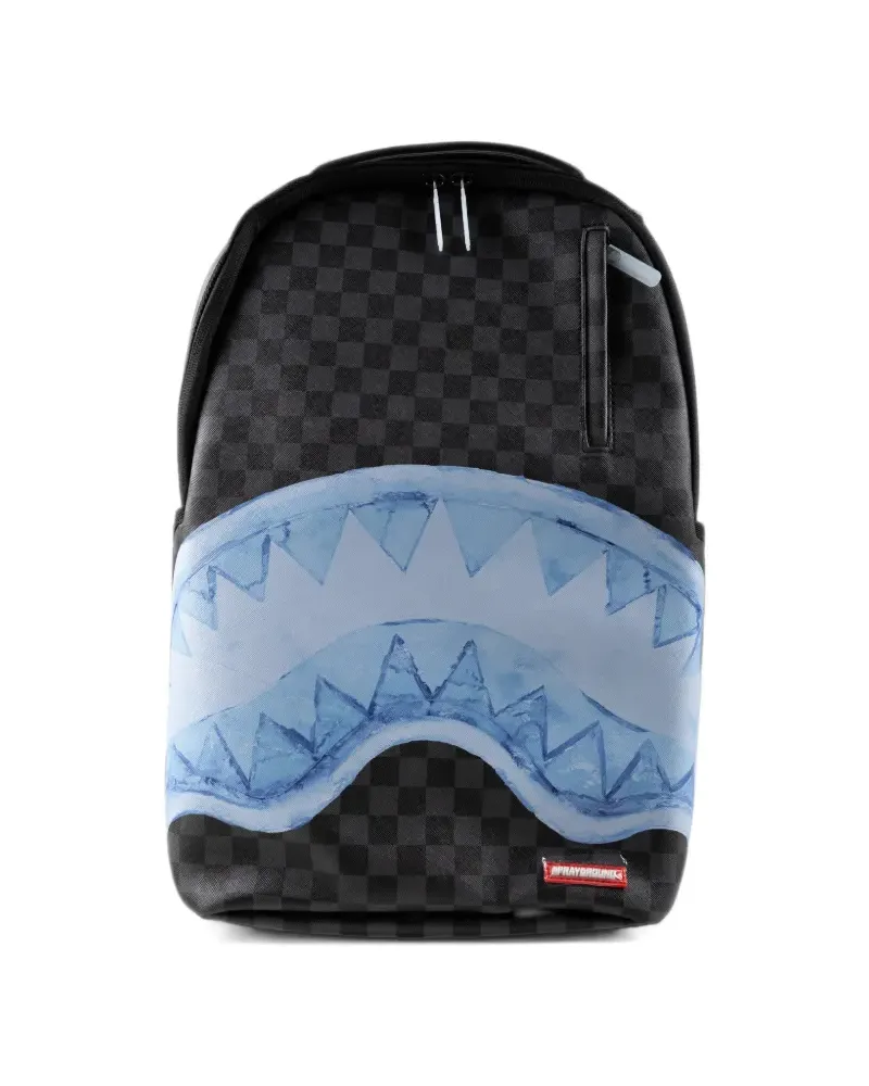 Sprayground Shark Mouth checkered backpack - Schwarz Schwarz