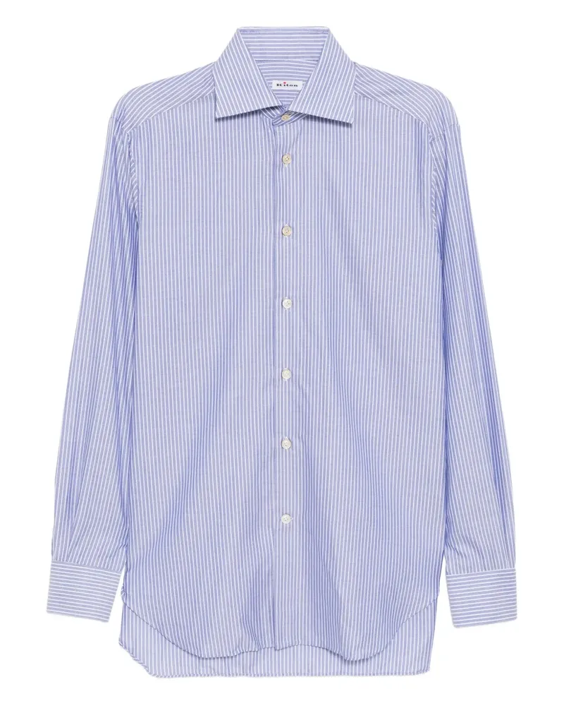 Kiton Gestreiftes Hemd mit Print - Blau Blau