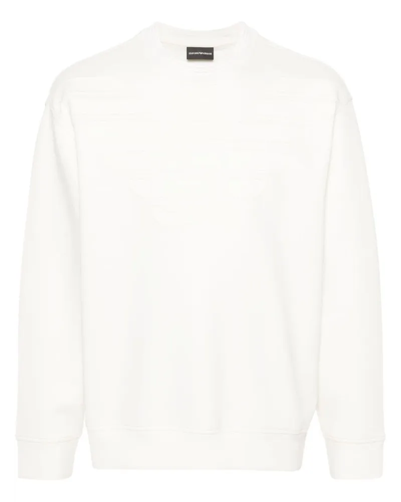 Emporio Armani logo-embossed scuba-jersey sweatshirt White