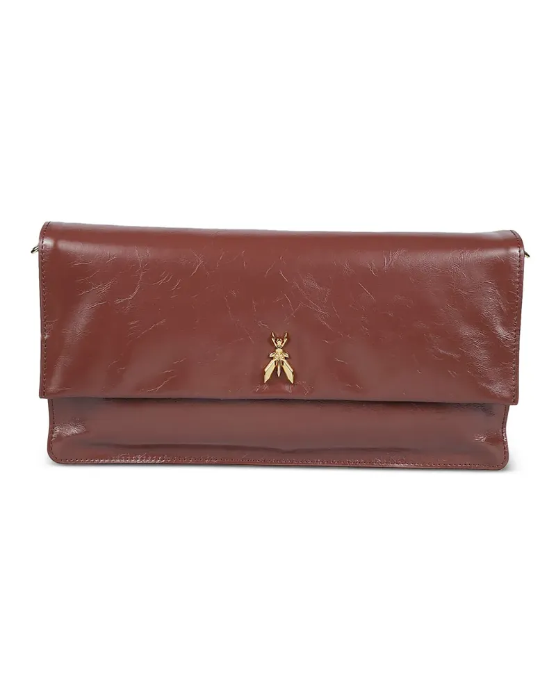 Patrizia Pepe crinkled leather shoulder bag - Braun Braun
