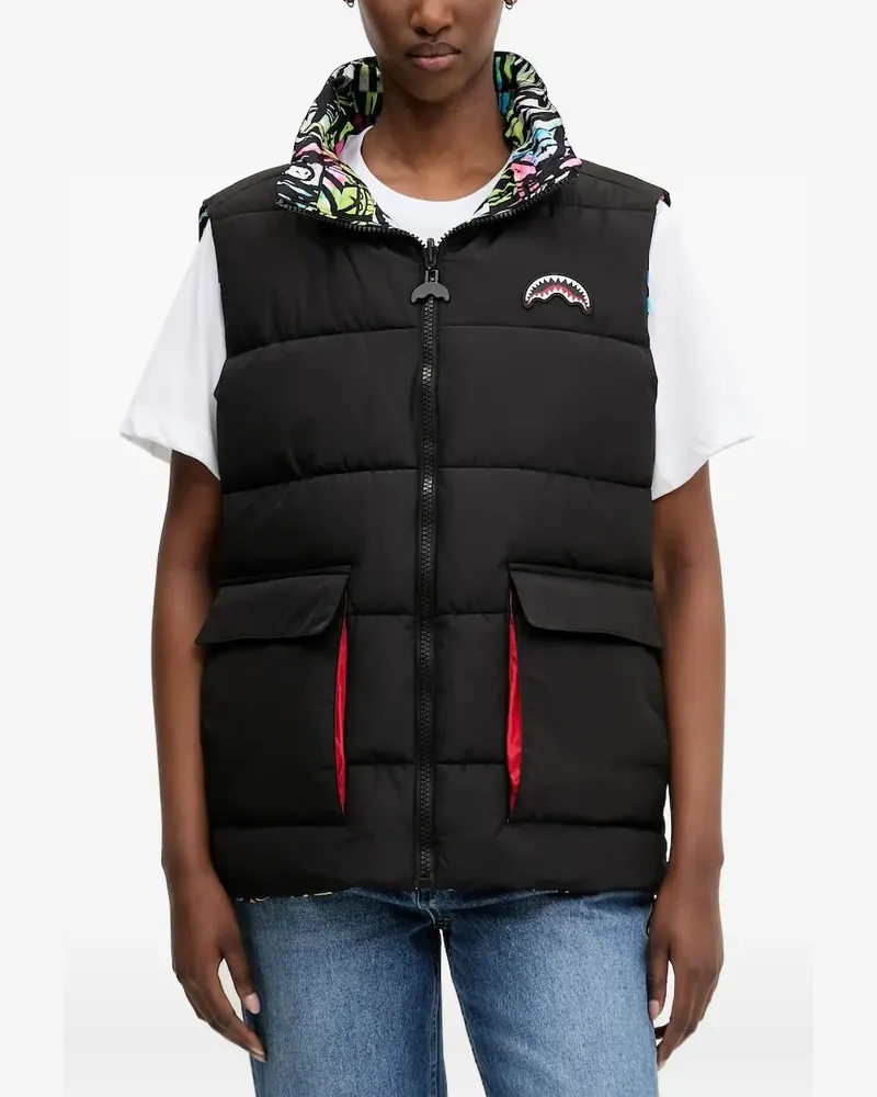 Sprayground Steppweste mit Graffiti-Print - Schwarz Schwarz