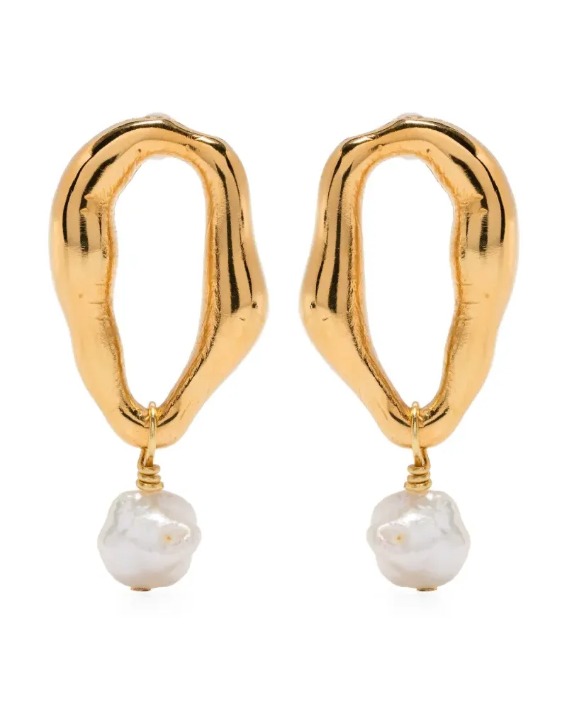 forte_forte Ohrringe mit Kunstperlen - Gold Gold