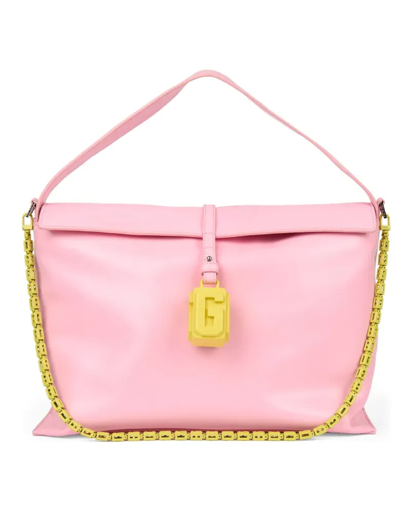 GCDS Mega Comma logo-plaque chain-link shoulder bag - Rosa Rosa