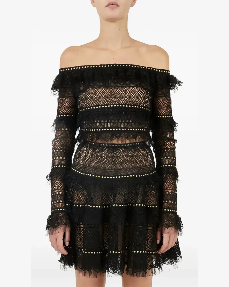 Elie Saab Schulterfreies Cropped-Oberteil - Schwarz Schwarz