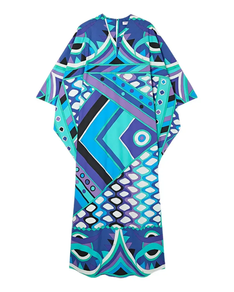 Emilio Pucci Vivara-print V-neck kaftan - Blau Blau