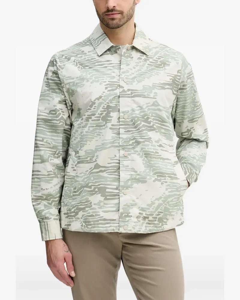 HUGO BOSS Gemusterte Leldon Hemdjacke - Grün Grün