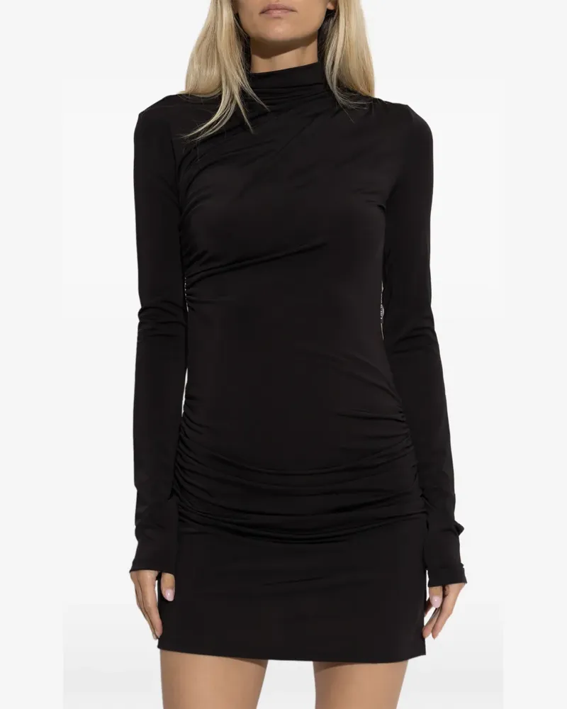 OFF-WHITE ruched long-sleeve mini dress - Schwarz Schwarz