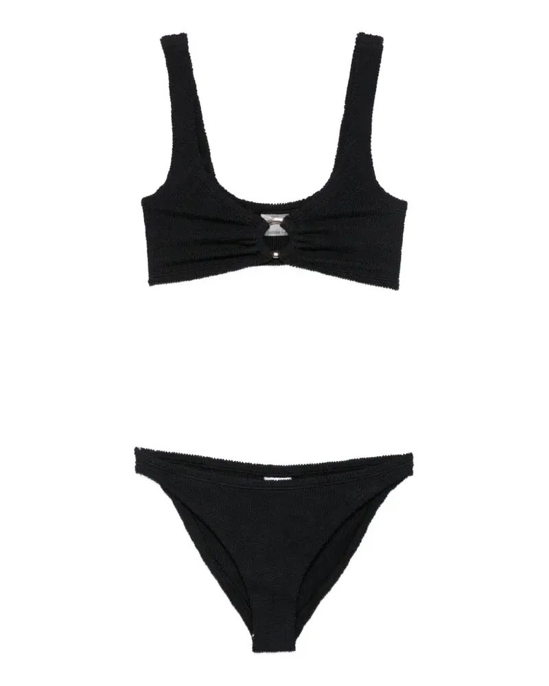 Hunza G Julia Bikini in Knitteroptik mit Ringdetail - Schwarz Schwarz