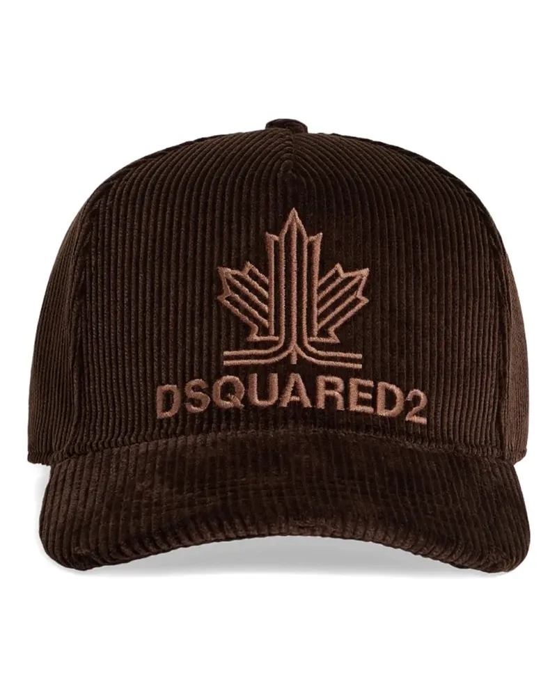 Dsquared2 Maple Leaf Baseballkappe aus Cord - Braun Braun