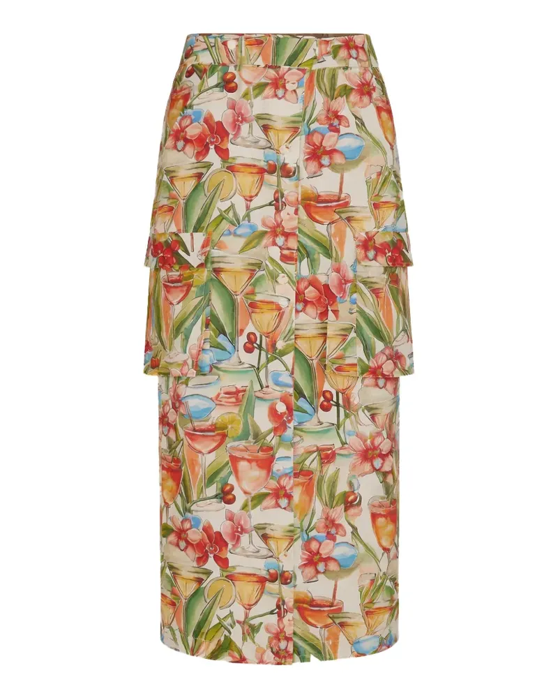 FARM Rio tiered floral skirt - Nude Nude