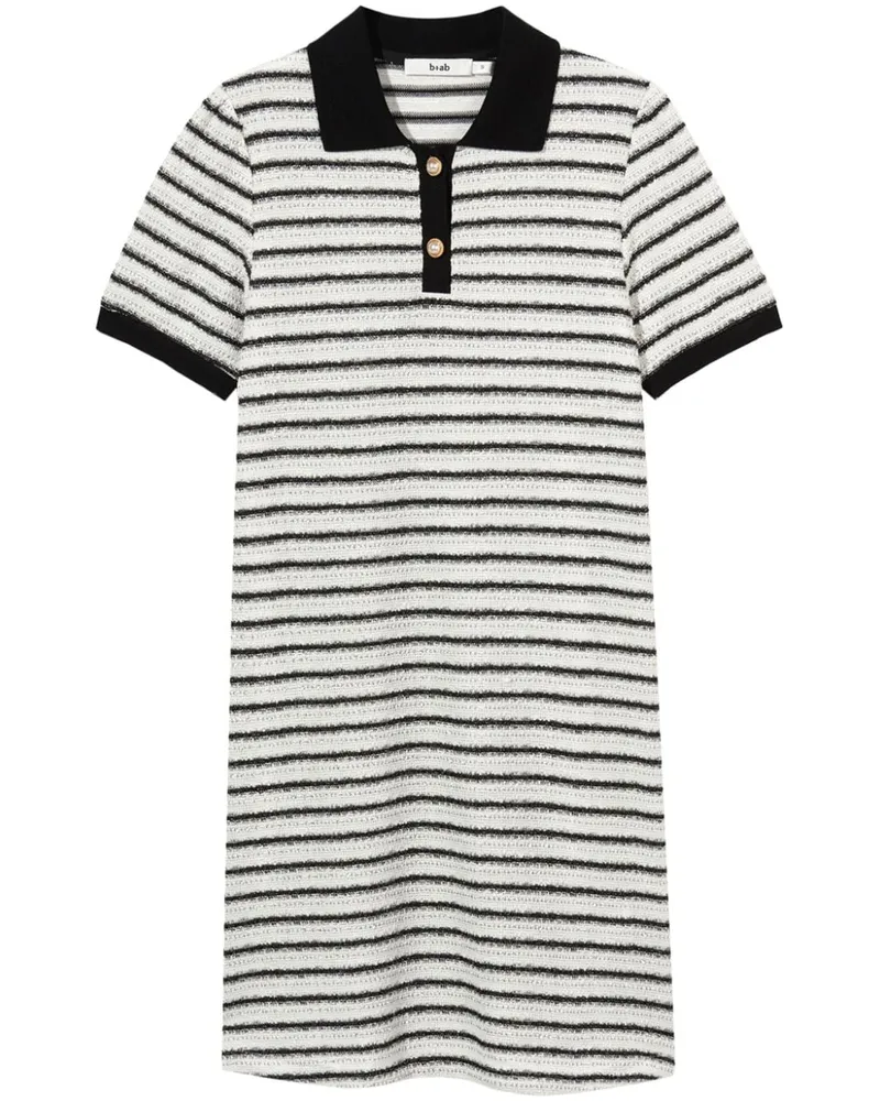 b+ab Gestreiftes Poloshirtkleid - Schwarz Schwarz