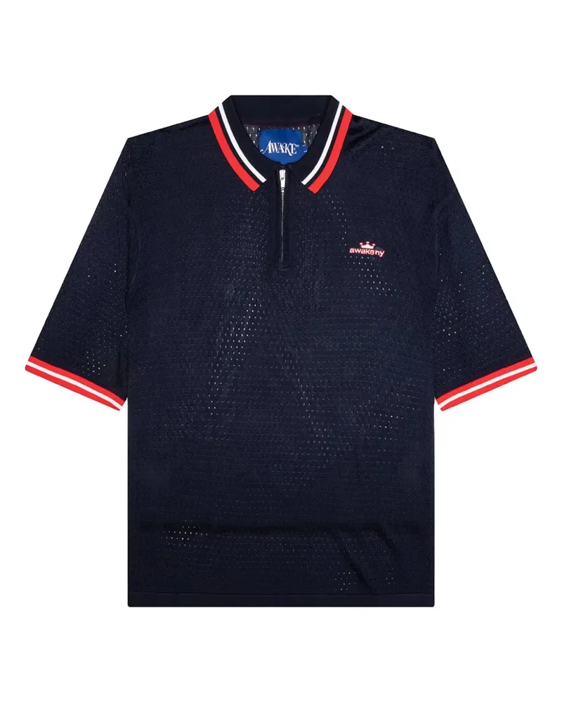 AWAKE NY Poloshirt mit Reißverschluss - Blau Blau