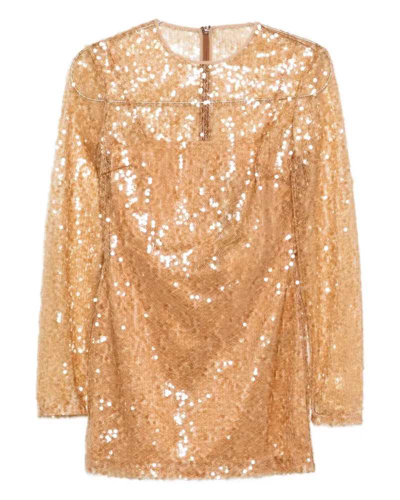David Koma sequin-embellished long-sleeve dress - Gold Gold