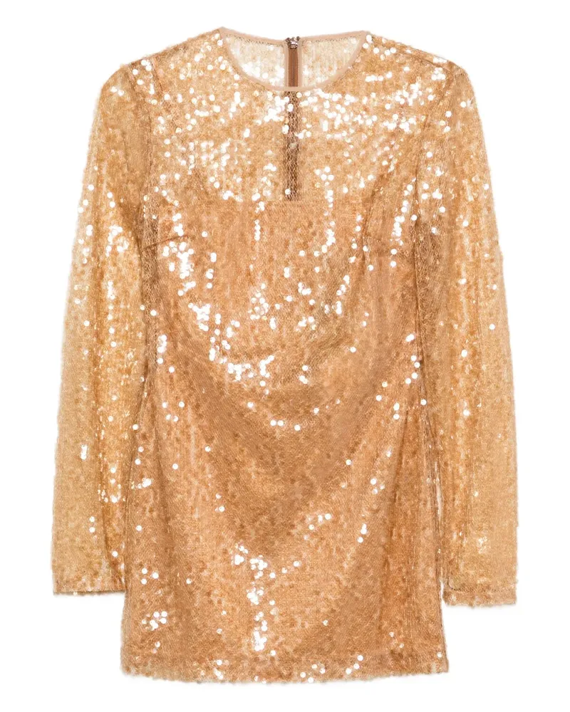 David Koma Langärmeliges Kleid mit Pailletten - Gold Gold