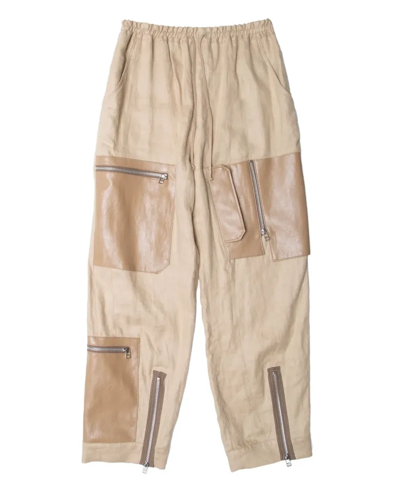 Muller of Yoshiokubo Lederhose mit Reißverschlussdetail - Nude Nude